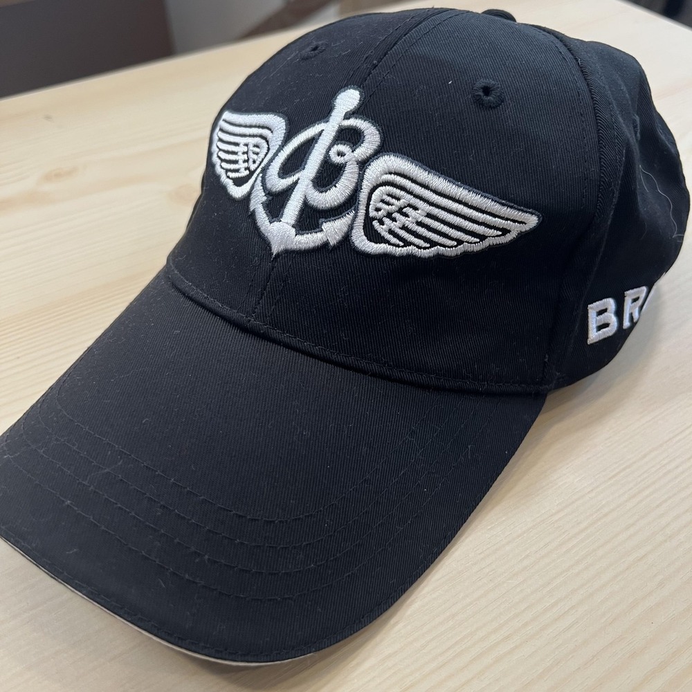 Breitling Hat Cap Strap Back Mens One Size Black Winged Logo Since 1884